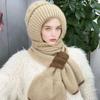 Winter Knit Hat Scarf Set Large Head Circumference Elastic Warm Riding Hat Outdoor Activities Travel Cycling Headwear