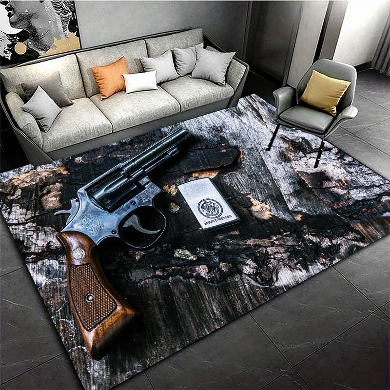 Ковер HD с винтовкой, ковер с пистолетом, револьвером, ковер с современным оружием, ковры для гостиной, спальни, кухни, придверный коврик, ванная комната, противоскользящий коврик для пола
