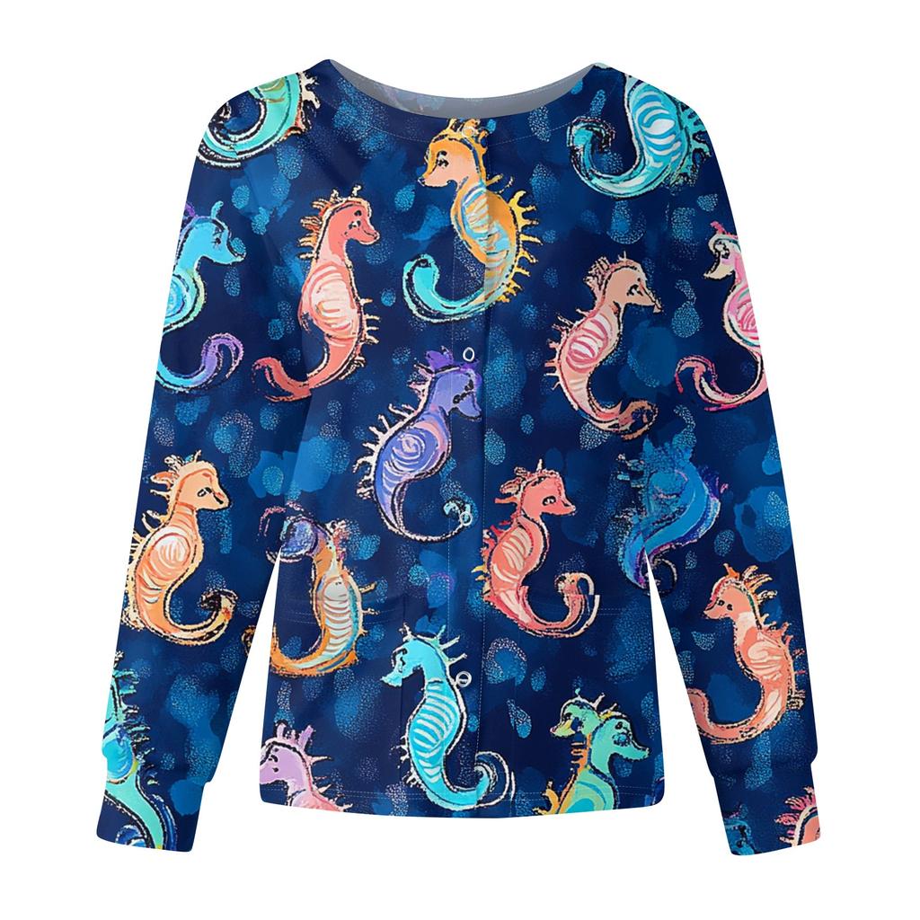 Женский повседневный однобортный однобортный защитная одежда с длинными рукавами и цветочным принтом, кардиган, топ