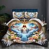 Wings Cross Angel Jesus Pattern 3D Printed Duvet Cover Set Sacred Dedication Luxury Quilt Cover Set Soft Comfortable Bedding Set