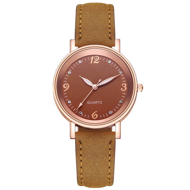 Arabic Dial Watch Women's Casual Leather Band Analog Quartz Watches