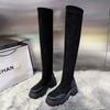 Street Style Platform Stretch Women Over The Knee High Boots Fashion Thick Heels Shoes Keep Warm Ladies Long Botas De Mujer