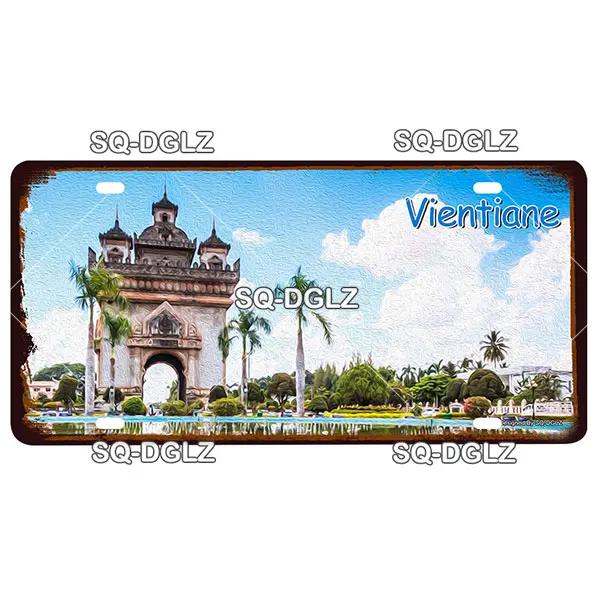 [SQ-DGLZ] Азиатский город 15x30 см, металлическая пластина, винтажная табличка, жестяная вывеска, настенный декор для бара, деревенская живопись, дорожный постер