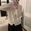 Autumn and Winter Women's Sweater Soft Solid Color Vintage Sweater Women's Jacket Knitted Cardigan Chic Top Tide