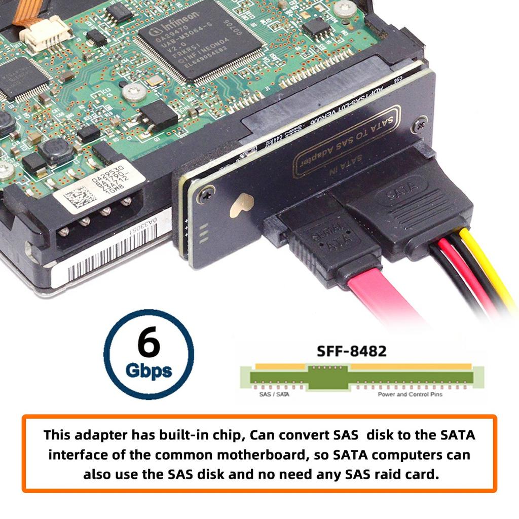 SF-090-SATA SFF-8482 SAS 29Pin к 7+15 22Pin SATA Адаптер RAID для жесткого диска с чипсетом