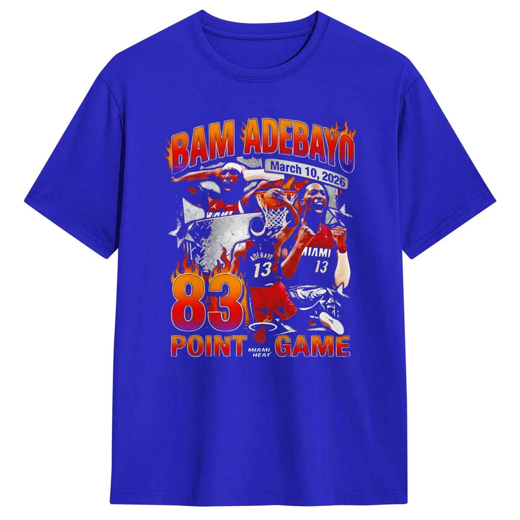 Bam Adebayo 83 Poster T Shirts for Men Pure Cotton Vintage T-Shirt Crewneck Tee Shirt Short Sleeve Tops Printing