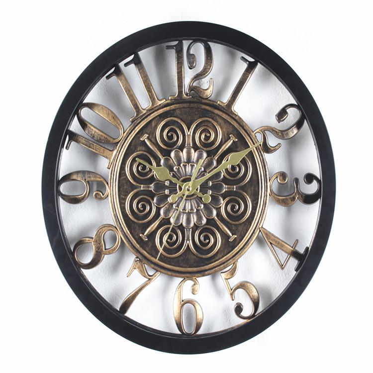 Retro Silent Wall Clock Living Room Simple European Antique Wall Clock Country Industrial Style Creative Large Clock