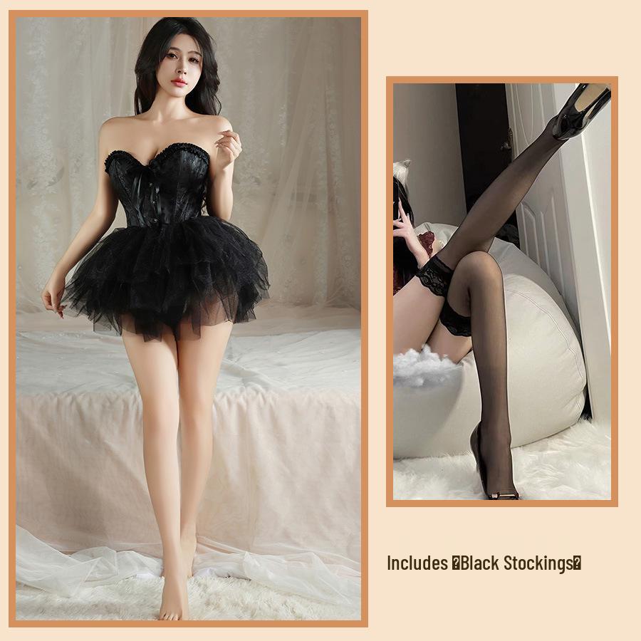 Джин Сяо Сексуальное нижнее белье: Корсет-бюстье на шнуровке «Фея» и ночная сорочка с пышной юбкой без бретелей