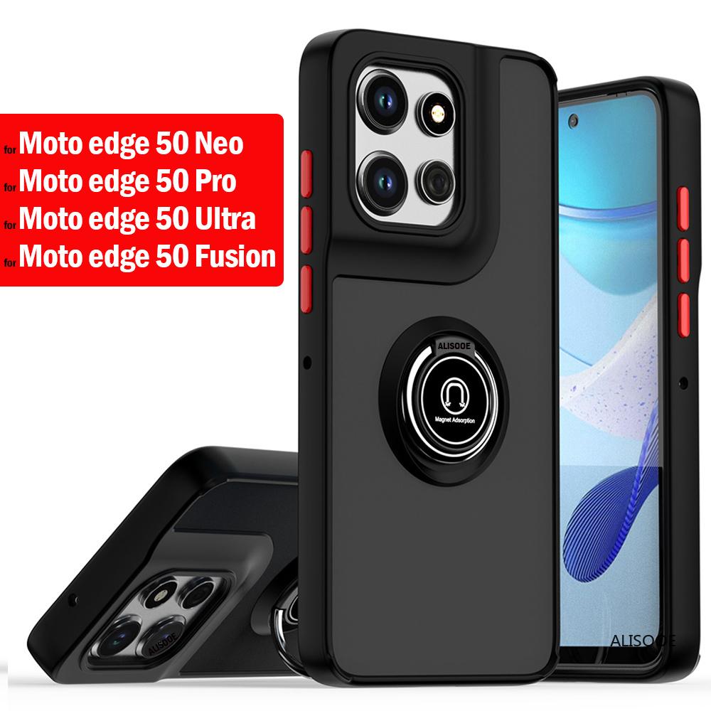 Ударопрочный чехол Funda для Motorola Edge 50 Neo Fusion 50 Ultra с прозрачной матовой подставкой-кольцом Capa для Moto Edge 50 Pro