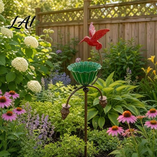 Weather-resistant Bird Feeder Outdoor Feeder Baths for Outside Metal Flower Garden Stakes