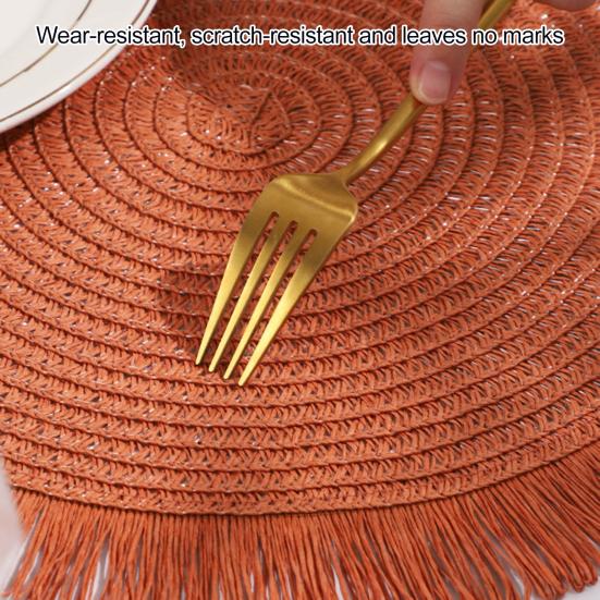 Плетеные круглые подставки под тарелки, тканые подставки для стола с кисточками для кухни, обеденной зоны, термостойкие, из натуральной ткани, подставки для сервировки стола для использования в помещении и на открытом воздухе