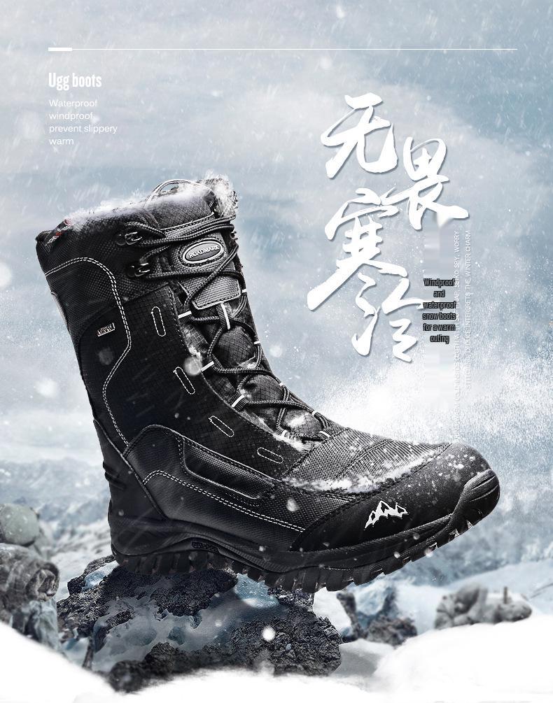 Мужские супертеплые водонепроницаемые сноубутсы: -Зимняя обувь, выдерживающая холод до -40°C, нескользящая, с толстой велюровой подкладкой