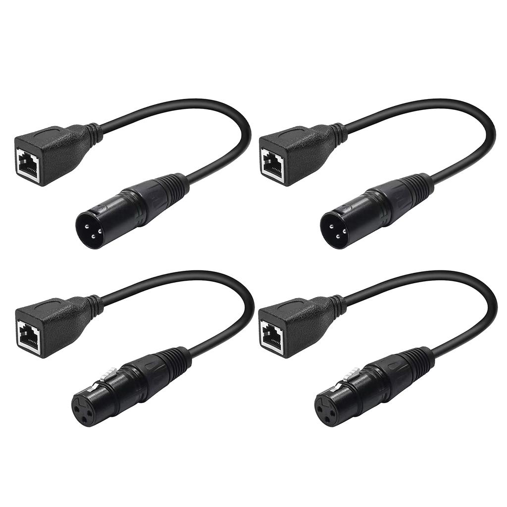 Кабель-адаптер XLR 3-контактный на RJ45 - XLR 3-контактный штекер на RJ45 + XLR 3-контактный гнездо на RJ45 гнездо, кабель-конвертер-адаптер DMX Ethernet