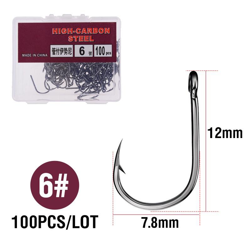 1 Box High Carbon Steel Circle Fishing Hooks Freshwater Fishhook Hole Strong Carp Fish Tackle High Quality