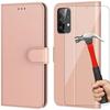 Case and Tempered Glass - Booling - for Samsung A52 - Pink - Magnetic Closure - Leather Effect