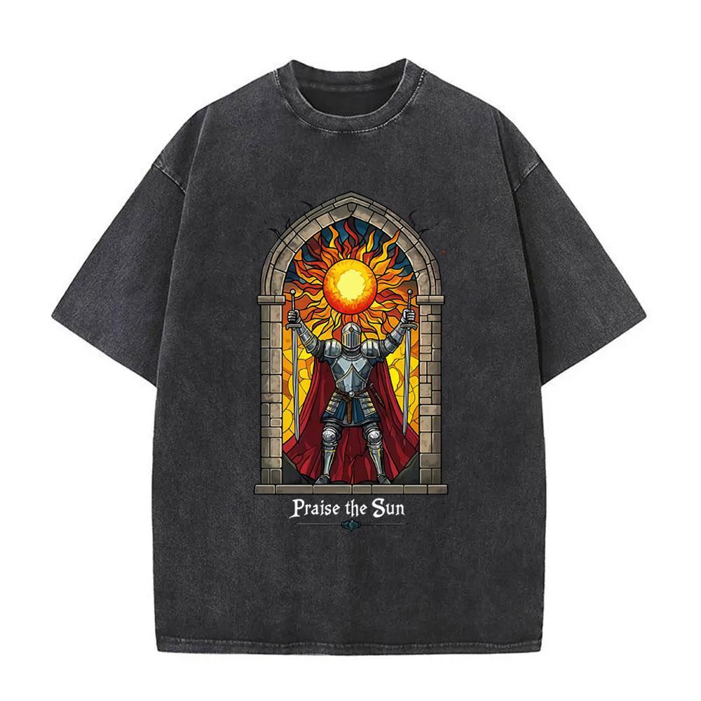 Washed Vintage Game Dark Souls Prepare To Die Graphic Tshirt Men Women s Gothic Rock Tshirts Mens Punk Oversized T Shirts