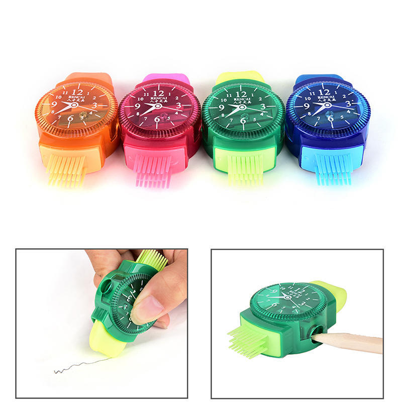 Watches Sliced Pencil Sharpener With Erasers Brush Office School Supplie