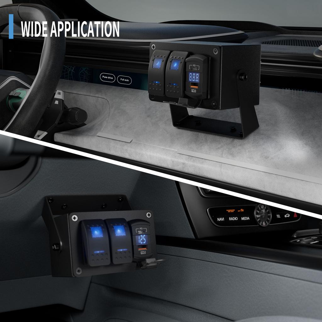 2-клавишный переключатель, водонепроницаемая светодиодная панель переключателей 12 В, однополюсный переключатель ВКЛ/ВЫКЛ с двумя USB-выходами для лодок, морских автомобилей