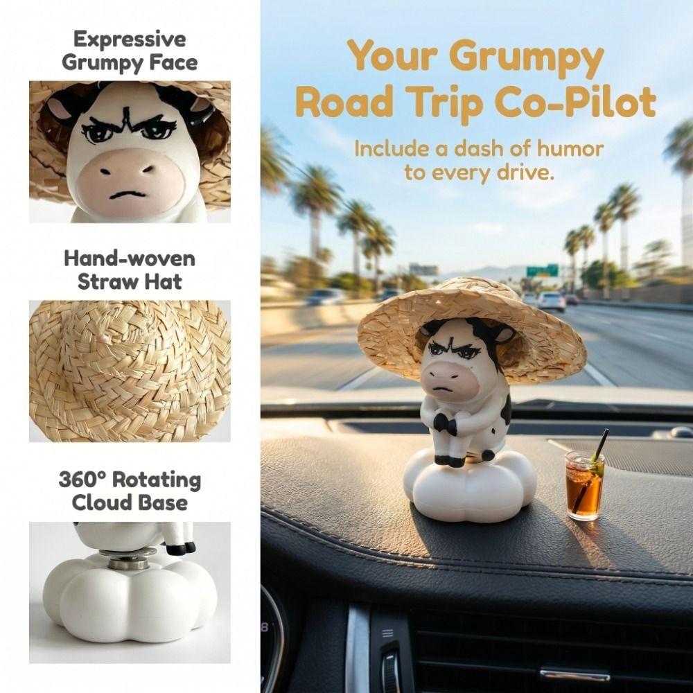 Cute Grass Cow Figure Ugly-cute Car Ornament Emo Center Console Decoration Center Console