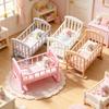 Miniature Dollhouse Cradle 1:12 Mini Baby Crib Creative Rocking Bed Model  Nursery Room