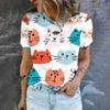 Women's T-shirt 2024 Summer Fashion Women's Clothing Trend T-Shirt Kitten Printing T-shirt Daily Versatile Women's T-shirt