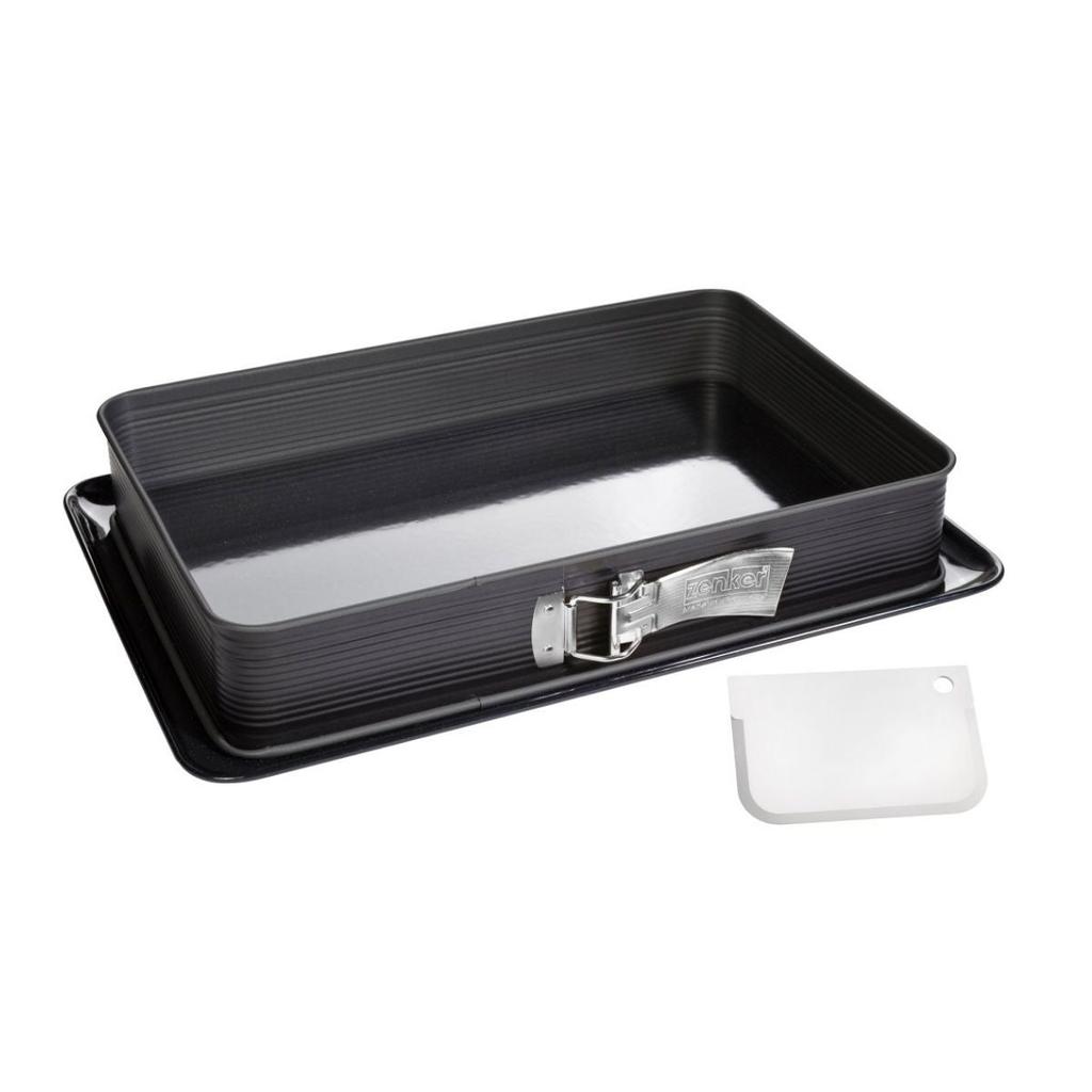 Rectangular Springform Pan In Enamelled Steel 42 X 29 Cm and Its Zenker Deluxe Spatula Ref. 7022