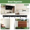 1 Heavy-Duty Metal Tool Rack with 4 Slots and 5 Hooks - Wall-Mounted Garden Tools, Broom, Mop and Garage Equipment, Tool Rack St