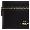 COACH Case 20 Metal Logo Zipper Closure Cross-grain Leather Cosmetic Bag Small Women's Black black