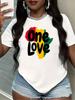 Повседневная футболка с круглым вырезом и коротким рукавом с принтом ONE LOVE