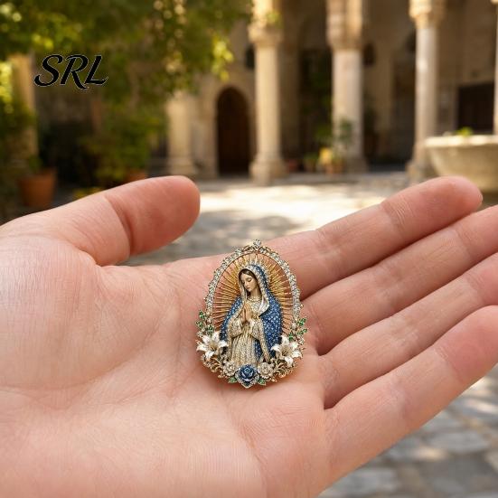 Devotional Christian Accessory Sacred Heart of Jesus Brooch, Confirmation Pin with Enamel Cross Brooch Finish, Religious Jewelry Gift for Women