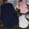 Women Stand Collar Long Sleeve Casual Loose Tunic Tops T Shirt Blouse