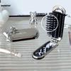 Folding Mini Hair Combs with Mirror For Travel hair styling tools Cartoon Hairbrush Head Massage Anti-Static Brushes mirrors