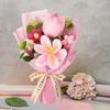 Crochet Flower Bouquet: Completed Crochet Tulip Flowers for Graduation Gifts Birthday Home Decor (Pink)