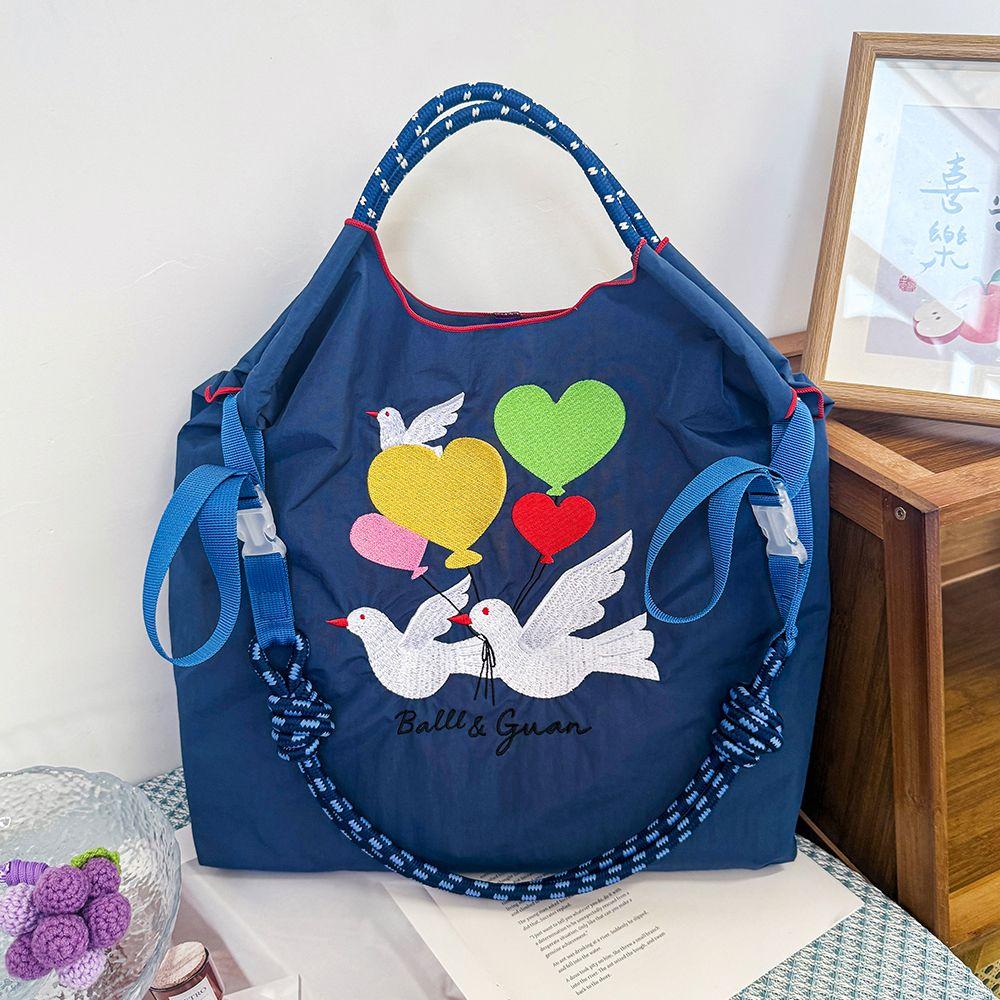 Сумка-тоут из вышитого эко-нейлона большой вместимости - Универсальная сумка через плечо/ручная/кроссбоди