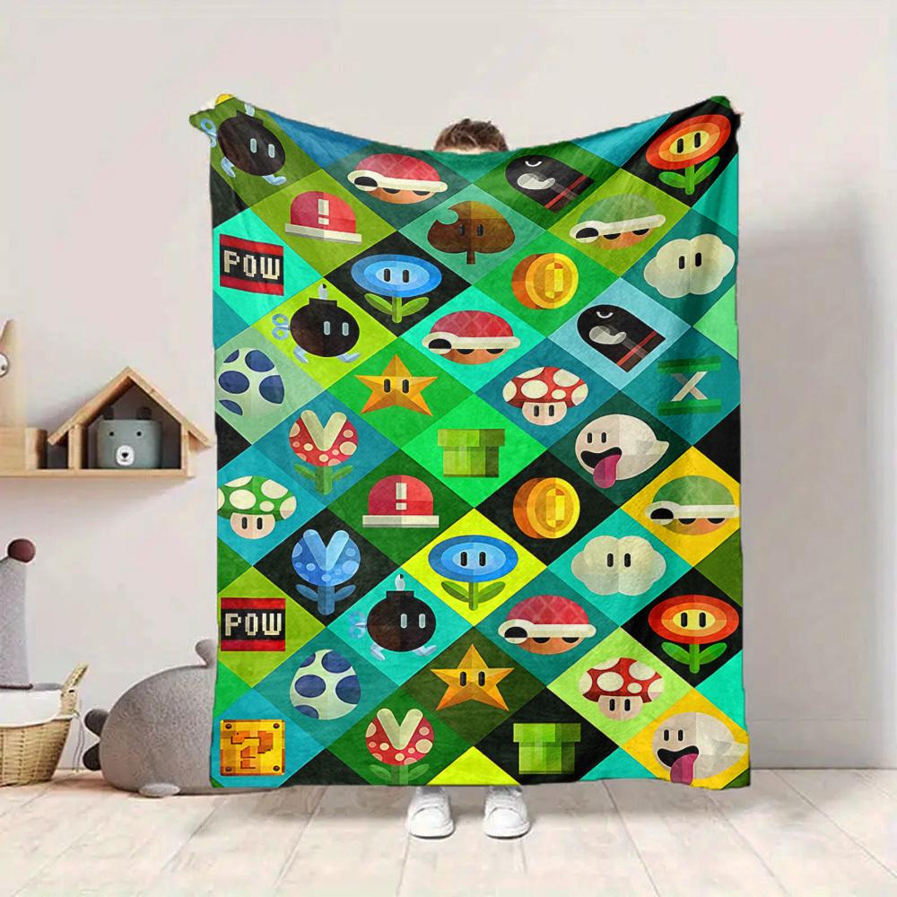 1pc Mario Flannel Blanket, Soft Skin Friendly with Digital Printing, Various Sizes Available for Family, Friends, Birthday