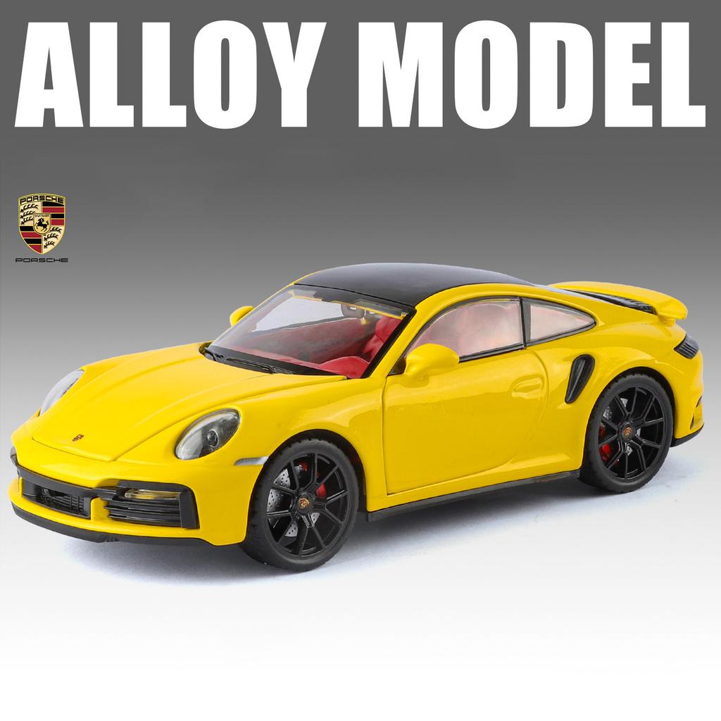 AABKO1 1/24 Porsche 911 Turbo S Supercar Alloy Die Cast Toy Car Model Sound and Light Children's Toy Collectibles Birthday gift