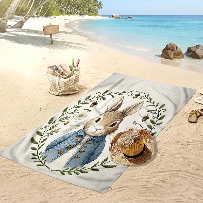 Peter Rabbit Printed Quick Dry Beach Towel Super Absorbent Soft Lightweight Bath Towel for Pool Summer Travel