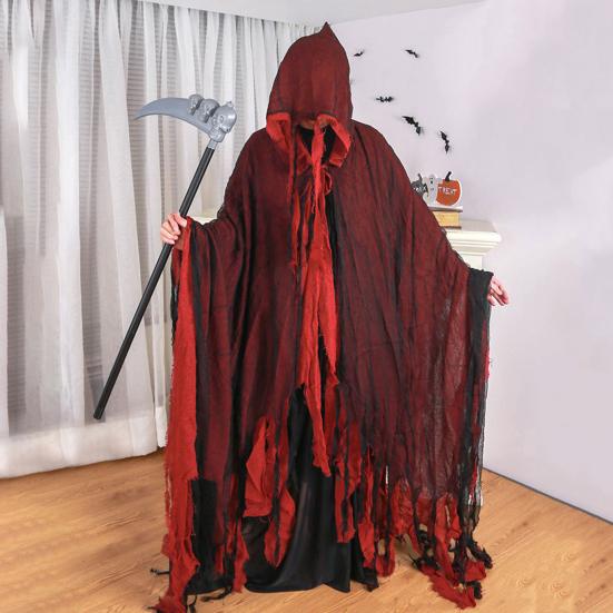 Хэллоуинский плащ с капюшоном, взрослый костюм Костлявой Смерти для косплея с косой, средневековый ренессансный плащ волшебника для реквизита дома с привидениями