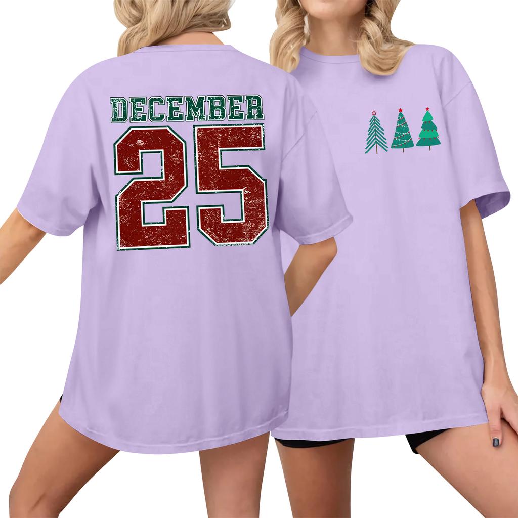 Women's Casual Printed T-Shirt Round Neck Pullover Short Sleeve Top