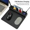 15 Вт QI быстрая зарядка беспроводной зарядки коврик для мыши со светодиодным дисплеем зарядное устройство для телефона PU коврик для мыши с держателем для мобильного телефона слот для ручки