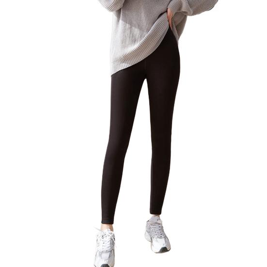 Winter Leggings High Versatile Thickened Velvet Waist Slim Butt Lifting Leggings Solid Color Warm