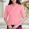 Женская повседневная блузка с воротником-стойкой и рукавом до локтя для лета