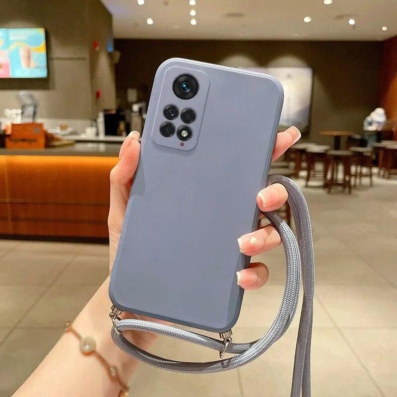 Чехол с ремешком через плечо для Xiaomi Redmi 13C 12 12C 10 9 9A 9C 9T 8 8A Note 12 11 10 S Pro, силиконовая мягкая задняя крышка из ТПУ/Samsung S24 S23 S22 Ultra