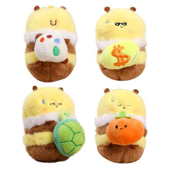 Cute Honey Bee Plush Doll Pendant for Couples Soft Stuffed Animal Keychain Funny Birthday