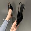 New Popular Street Style Pointed Toe Women Pumps Slingbacks Thin High Heels Elegant Stripper Prom Ladies Sandals Shoes