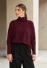 Elegancki Sweter Damski - Sweter Z Golfem - Bordowy Sweter M1101 Rozmiar S/M