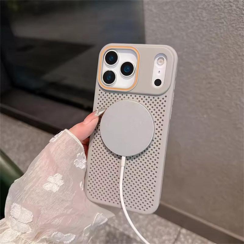 Магнитный чехол для телефона с отводом тепла для iPhone 17 Air 16 15 14 13 12 Pro Max для Magsafe Сотовый сетчатый охлаждающий противоударный чехол