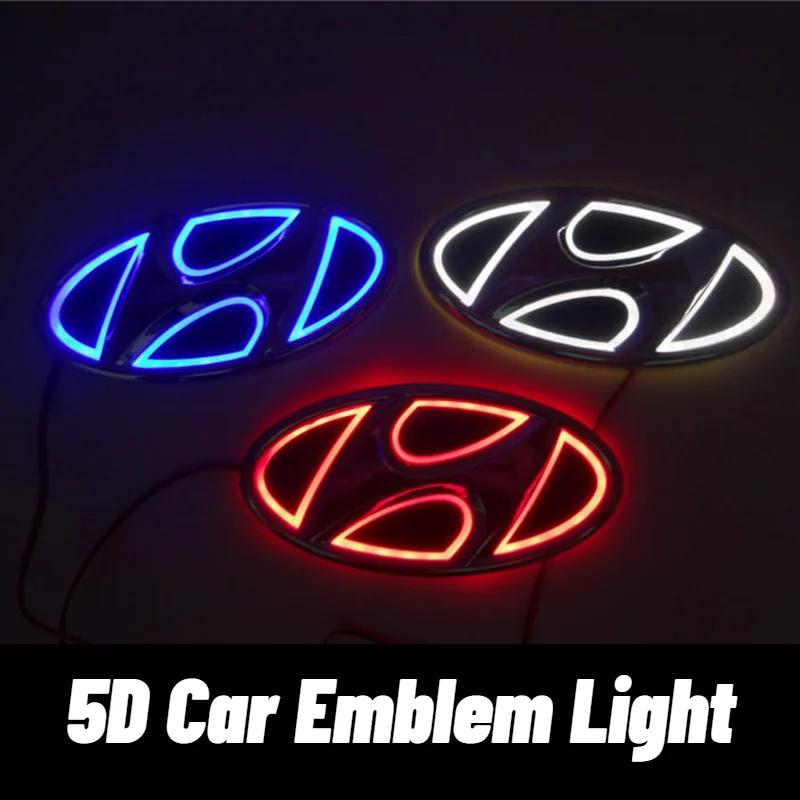 Car 5D LED Front Rear Light Emblem Sticker For Hyundai Genesis N-LINE I10 I20 I30 I40 IX20 IX35 Kona Getz Veloster Tucson Elantr AA1