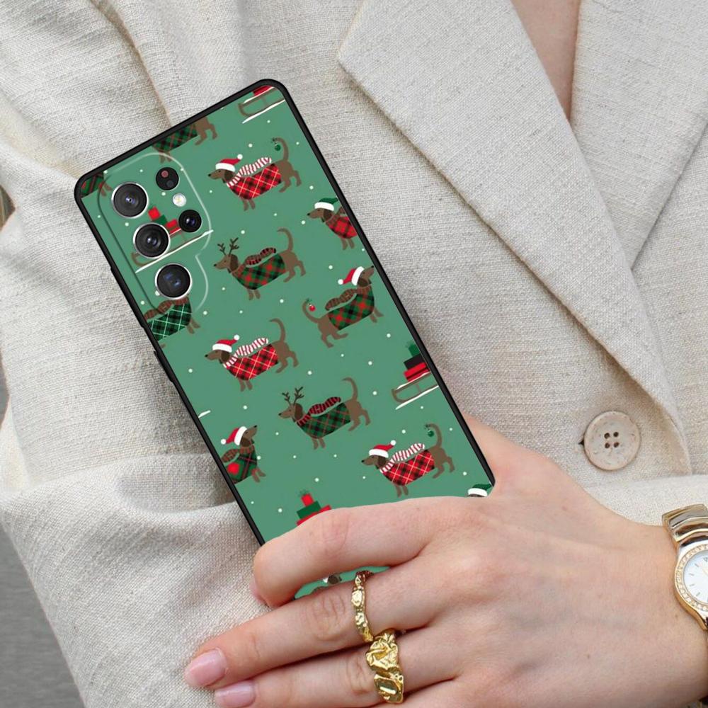 Dachshunds Christmas Sweater Pattern Cell Phone Case for Samsung Galaxy S26 Ultra S25 S24 S23 S22 S21 S20 Note10 Cover