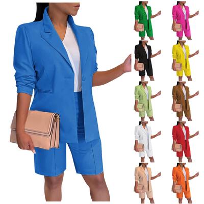 Женский костюм, пиджак, шорты, комплект из двух предметов, пальто, однотонный тонкий костюм